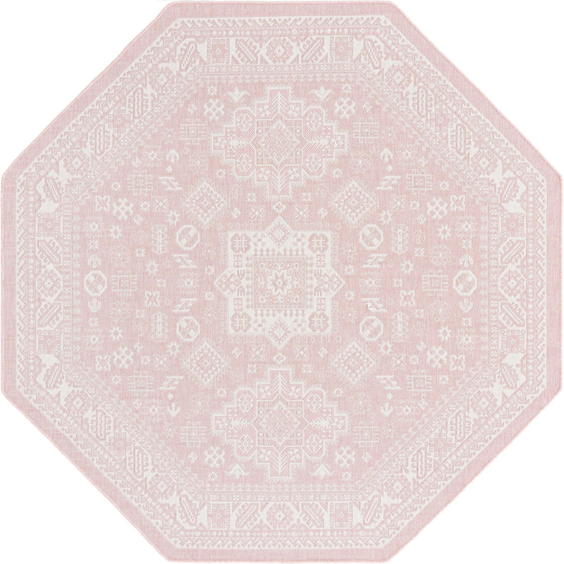 Tribal Terrace Treasures Collection Area Rug -  Incan Isle (Pink) Octagon Pink Main