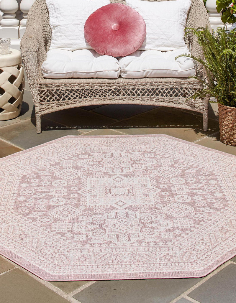 Tribal Terrace Treasures Collection Area Rug -  Incan Isle (Pink) Octagon Pink  lifestyle 2