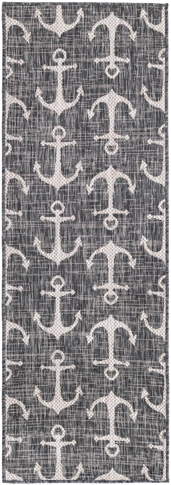 Seaside Haven Rugs Collection Area Rug - Sapphire (Charcoal) Runner Charcoal Gray  lifestyle 49