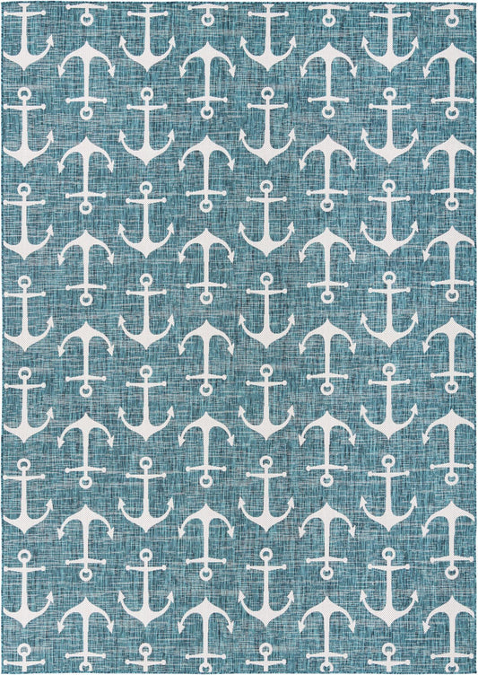 Seaside Haven Rugs Collection Area Rug - Sapphire (Teal) Rectangle Teal  lifestyle 2
