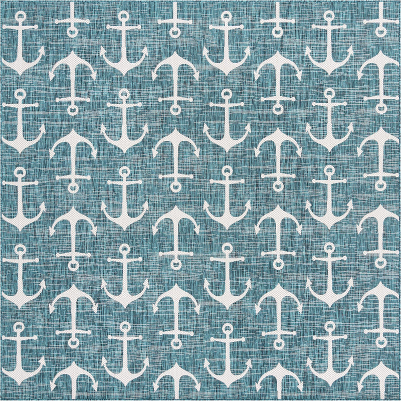 Seaside Haven Rugs Collection Area Rug - Sapphire (Teal) Square Teal  lifestyle 12