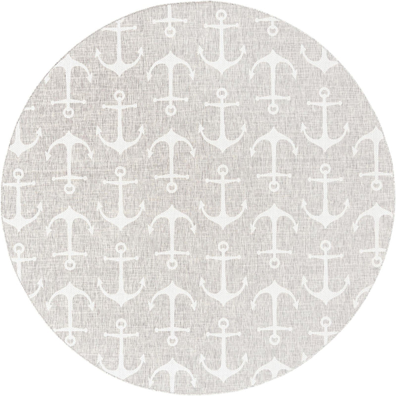 Seaside Haven Rugs Collection Area Rug - Sapphire (Gray) Round Gray Main