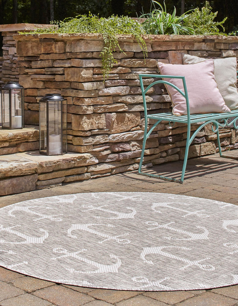Seaside Haven Rugs Collection Area Rug - Sapphire (Gray) Round Gray  lifestyle 2