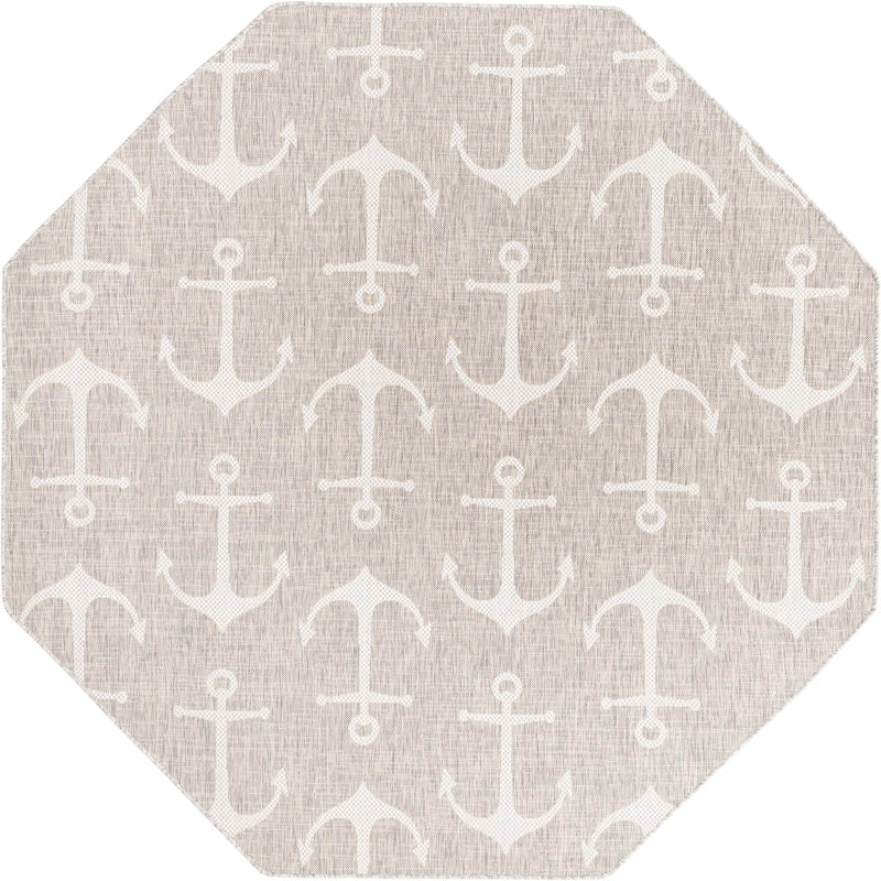 Seaside Haven Rugs Collection Area Rug - Sapphire (Gray) Octagon Gray Main