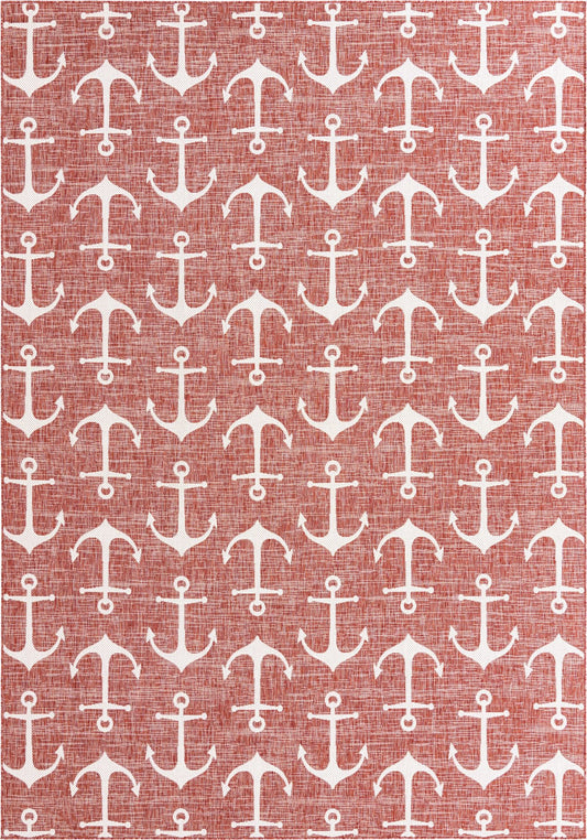 Seaside Haven Rugs Collection Area Rug - Sapphire (Rust Red) Rectangle Rust Red Main