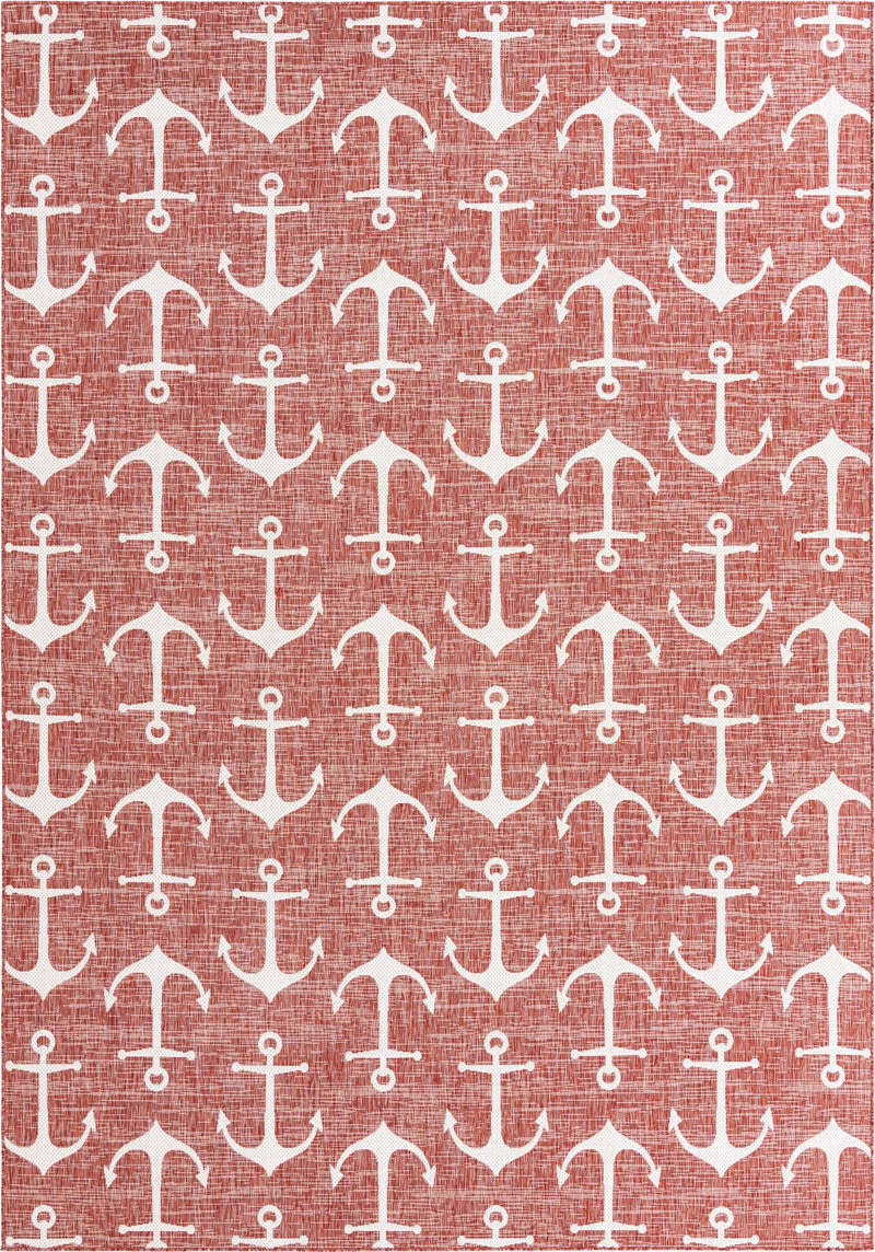 Seaside Haven Rugs Collection Area Rug - Sapphire (Rust Red) Rectangle Rust Red Main
