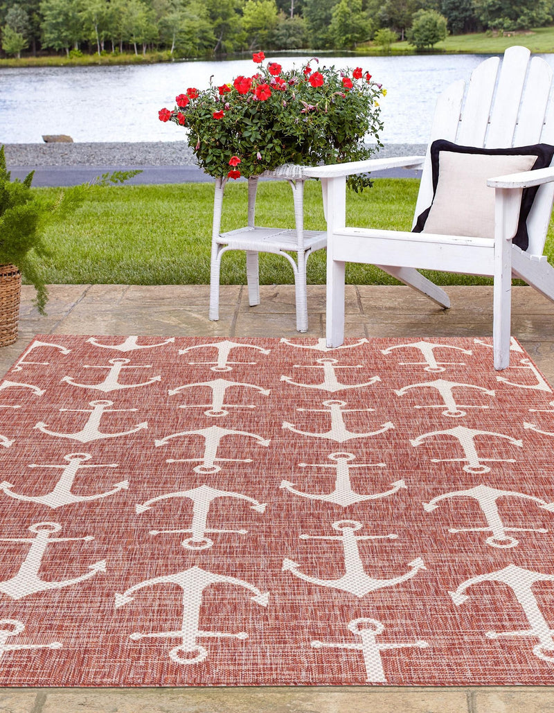 Seaside Haven Rugs Collection Area Rug - Sapphire (Rust Red) Rectangle Rust Red  lifestyle 3
