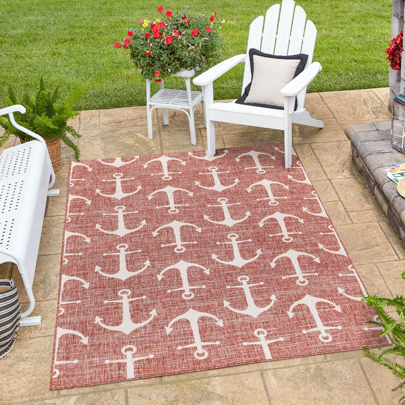 Seaside Haven Rugs Collection Area Rug - Sapphire (Rust Red) Rectangle Rust Red  lifestyle 10