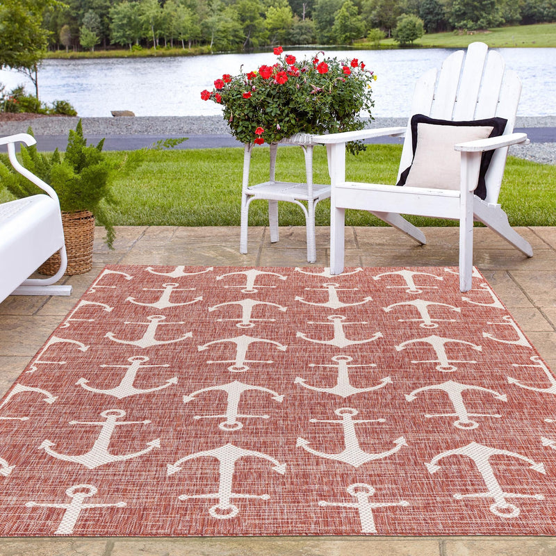 Seaside Haven Rugs Collection Area Rug - Sapphire (Rust Red) Rectangle Rust Red  lifestyle 11