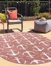 Seaside Haven Rugs Collection Area Rug - Sapphire (Rust Red) Oval Rust Red  lifestyle 2