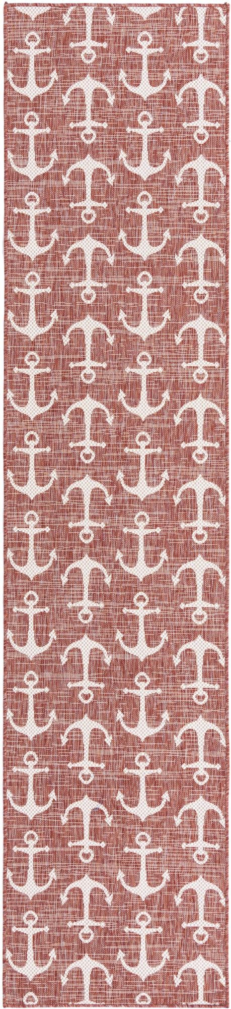 Seaside Haven Rugs Collection Area Rug - Sapphire (Rust Red) Runner Rust Red Main