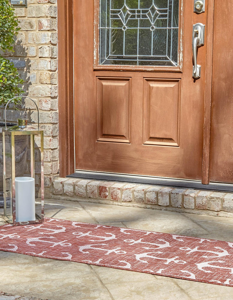 Seaside Haven Rugs Collection Area Rug - Sapphire (Rust Red) Runner Rust Red  lifestyle 2