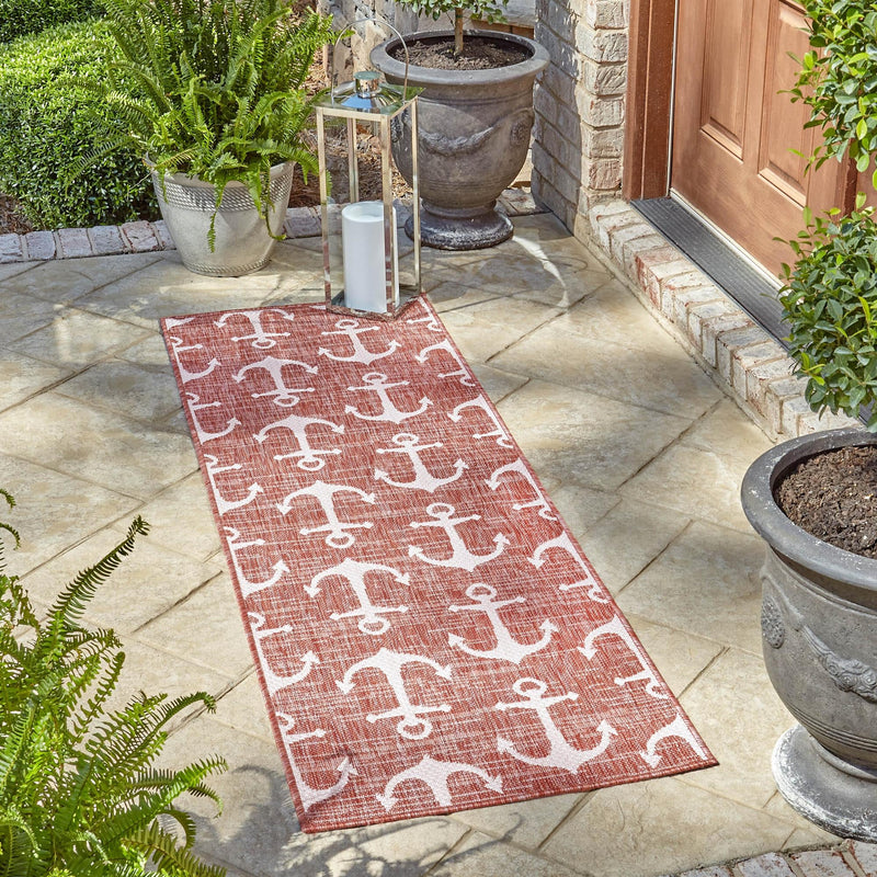 Seaside Haven Rugs Collection Area Rug - Sapphire (Rust Red) Runner Rust Red  lifestyle 8