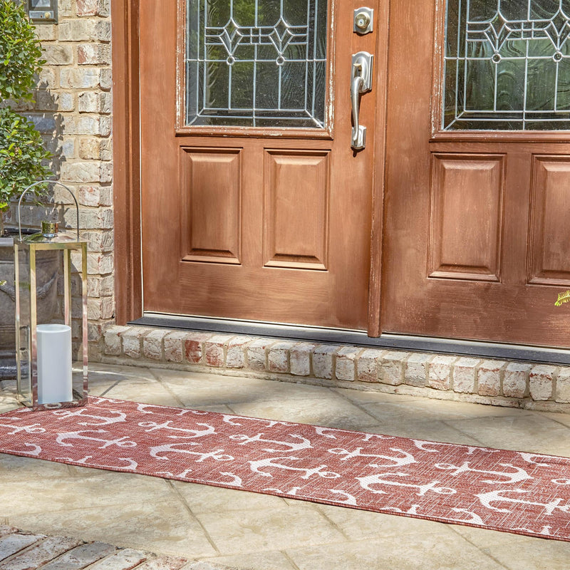 Seaside Haven Rugs Collection Area Rug - Sapphire (Rust Red) Runner Rust Red  lifestyle 9