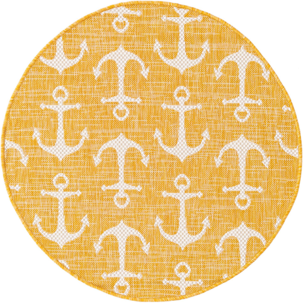 Seaside Haven Rugs Collection Area Rug - Sapphire (Yellow) Round Yellow Main