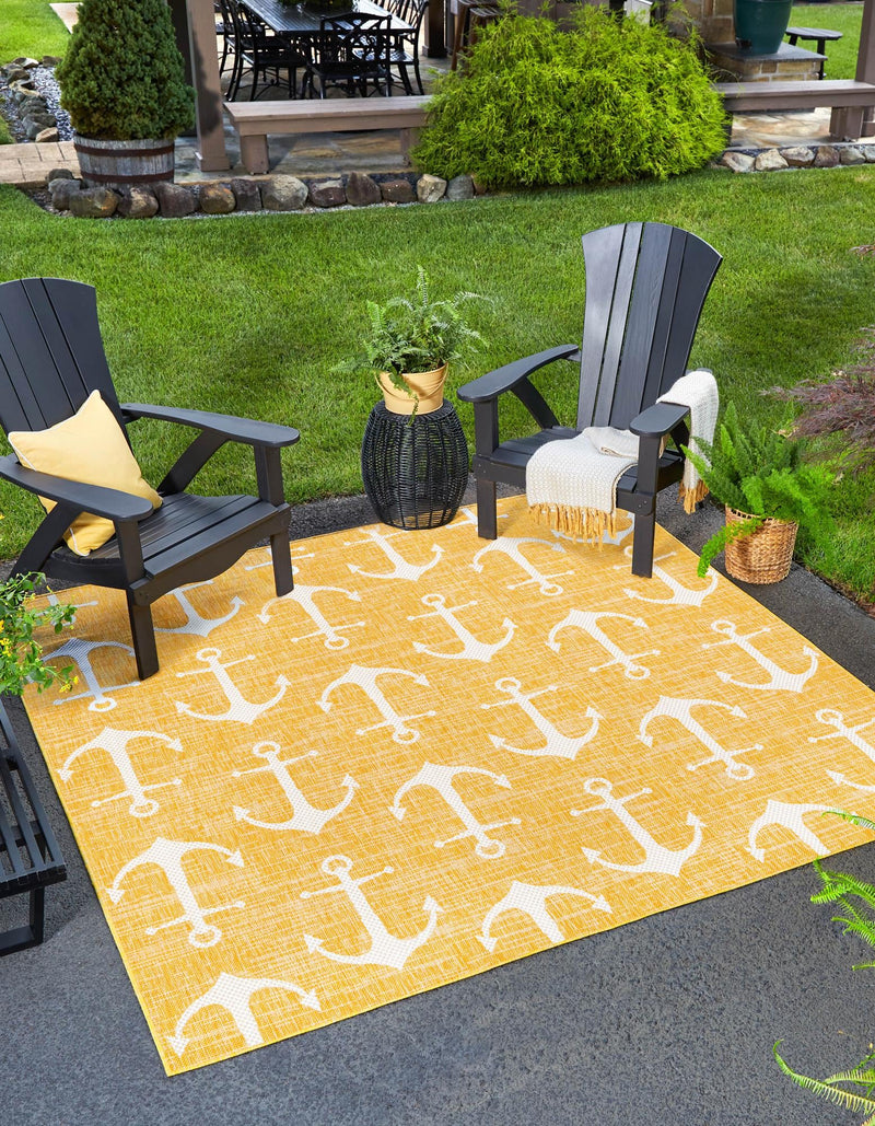Seaside Haven Rugs Collection Area Rug - Sapphire (Yellow) Square Yellow  lifestyle 51
