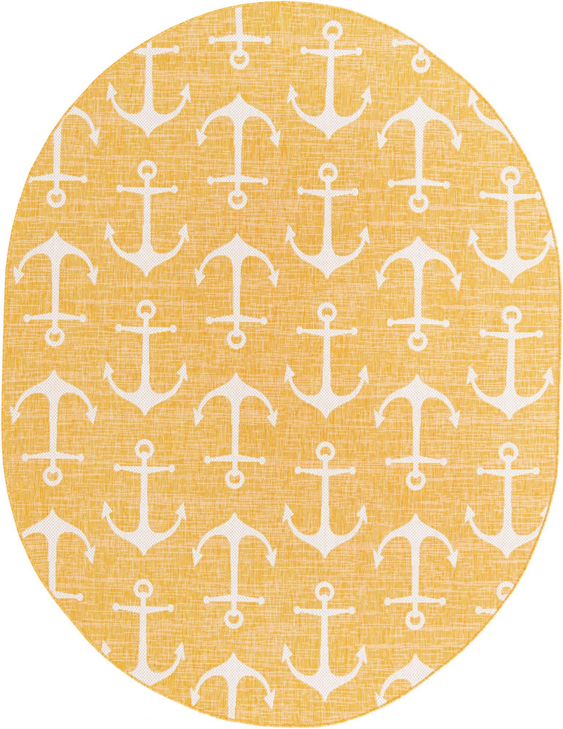 Seaside Haven Rugs Collection Area Rug - Sapphire (Yellow) Oval Yellow Main
