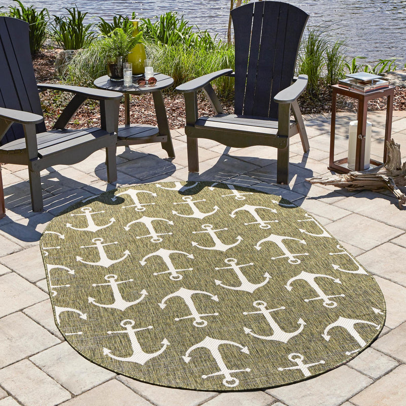 Seaside Haven Rugs Collection Area Rug - Sapphire (Green) Oval Green  lifestyle 13