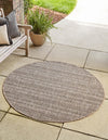 Patio Stripe Harmony Collection Area Rug -  Boardwalk (Natural) Round Natural  lifestyle 0