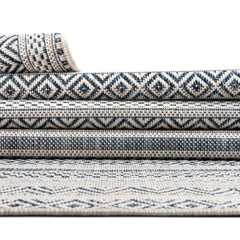 Seaside Stripes Collection Area Rug -  Boardwalk (Light Blue) Rectangle Light Blue  lifestyle 37