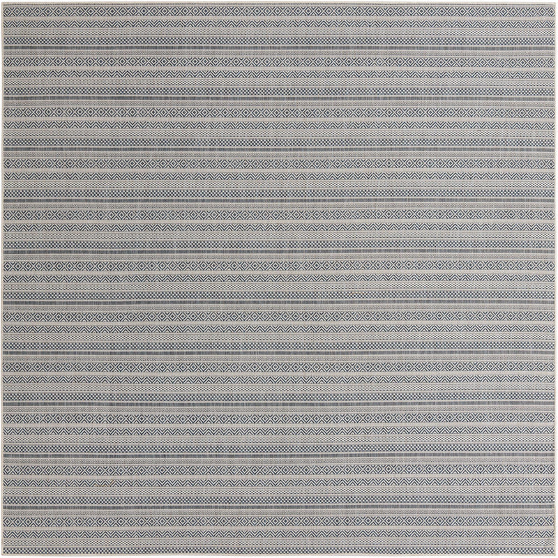 Patio Stripe Harmony Collection Area Rug -  Boardwalk (Light Blue) Square Light Blue Main