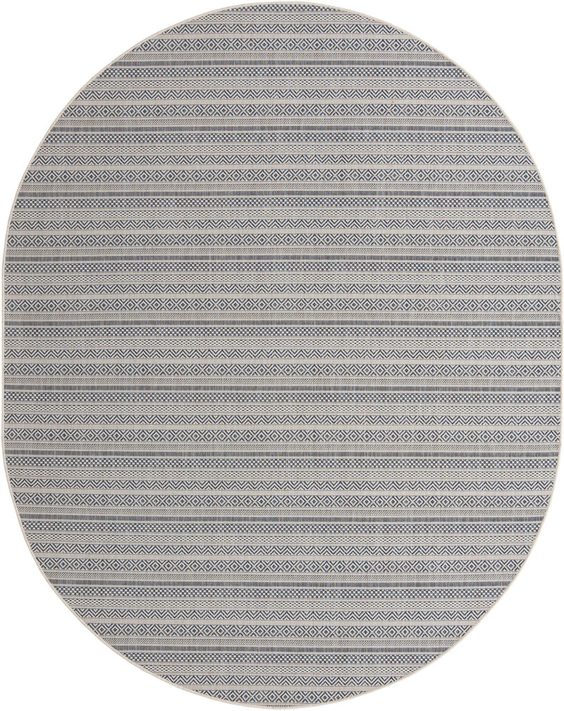 Patio Stripe Harmony Collection Area Rug -  Boardwalk (Light Blue) Oval Light Blue Main