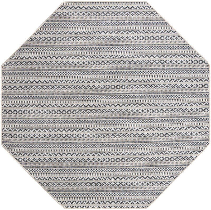 Patio Stripe Harmony Collection Area Rug -  Boardwalk (Light Blue) Octagon Light Blue Main