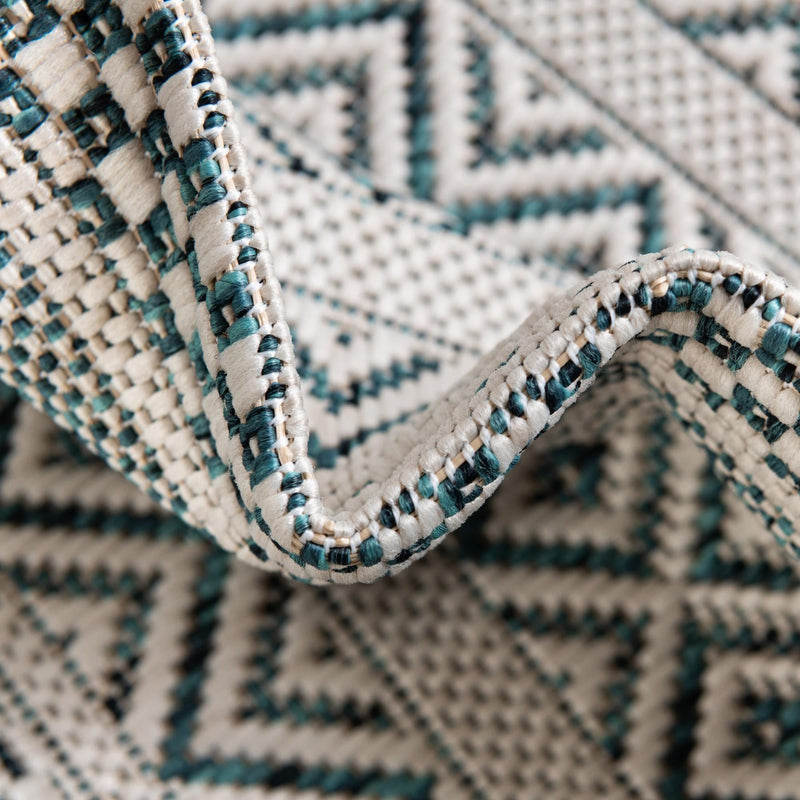 Seaside Stripes Collection Area Rug -  Boardwalk (Teal) Rectangle Teal  lifestyle 44