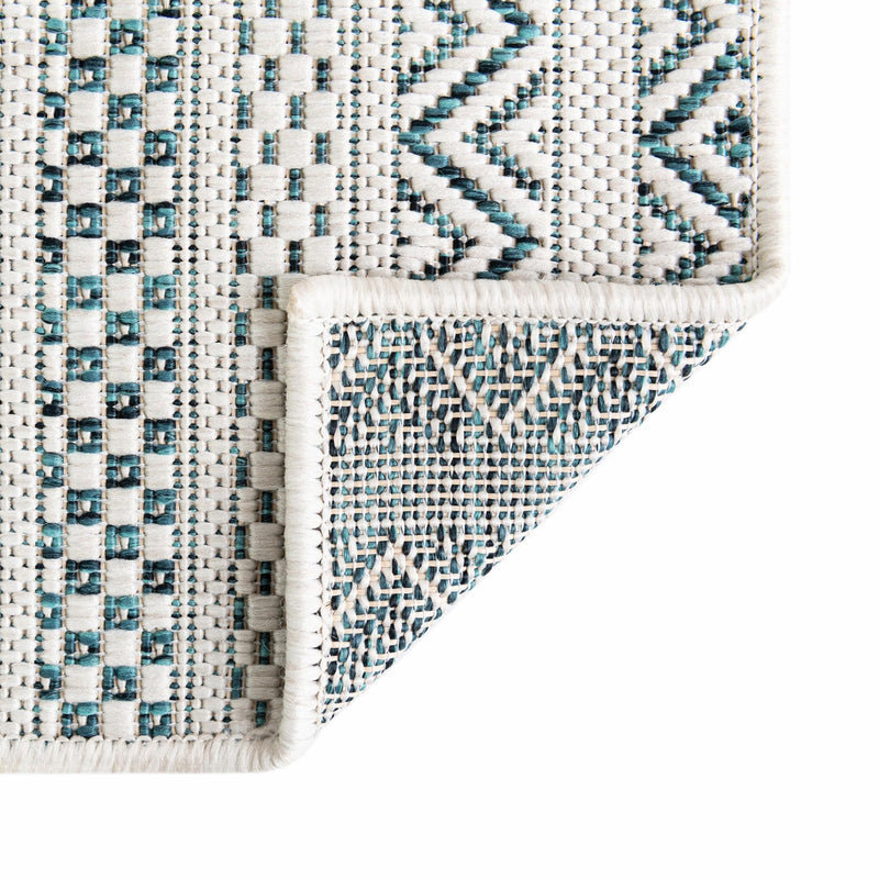 Seaside Stripes Collection Area Rug -  Boardwalk (Teal) Rectangle Teal  lifestyle 46