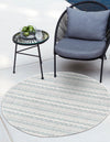 Patio Stripe Harmony Collection Area Rug -  Boardwalk (Teal) Round Teal  lifestyle 0