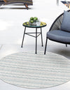 Patio Stripe Harmony Collection Area Rug -  Boardwalk (Teal) Round Teal  lifestyle 2