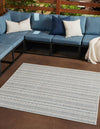 Patio Stripe Harmony Collection Area Rug -  Boardwalk (Teal) Square Teal  lifestyle 0