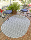 Patio Stripe Harmony Collection Area Rug -  Boardwalk (Teal) Oval Teal  lifestyle 0