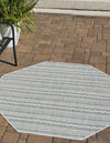 Patio Stripe Harmony Collection Area Rug -  Boardwalk (Teal) Octagon Teal  lifestyle 0