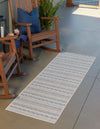Patio Stripe Harmony Collection Area Rug -  Boardwalk (Teal) Runner Teal  lifestyle 0