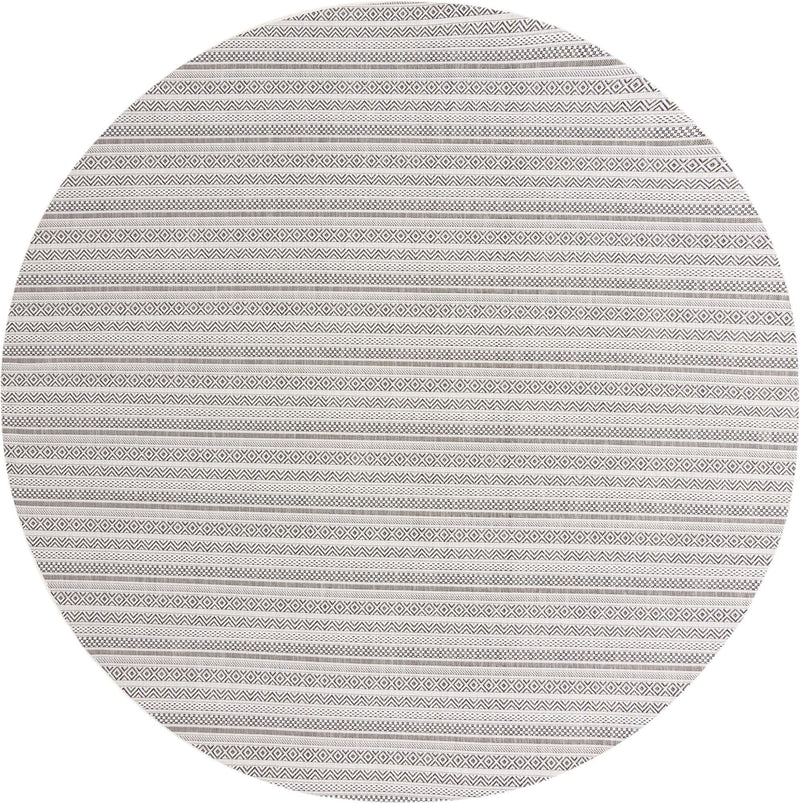 Patio Stripe Harmony Collection Area Rug -  Boardwalk (Beige) Round Beige Main