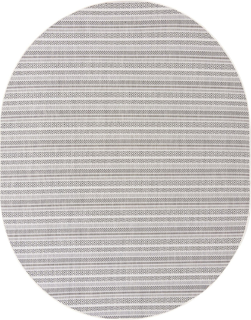 Patio Stripe Harmony Collection Area Rug -  Boardwalk (Beige) Oval Beige Main