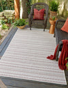 Patio Stripe Harmony Collection Area Rug -  Boardwalk (Red) Rectangle Red  lifestyle 0
