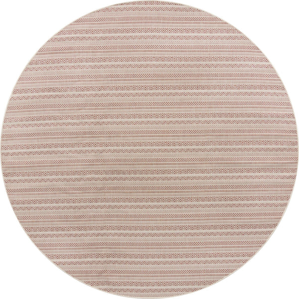 Patio Stripe Harmony Collection Area Rug -  Boardwalk (Red) Round Red Main