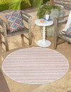 Patio Stripe Harmony Collection Area Rug -  Boardwalk (Red) Round Red  lifestyle 0