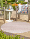 Patio Stripe Harmony Collection Area Rug -  Boardwalk (Red) Round Red  lifestyle 2