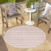 Patio Stripe Harmony Collection Area Rug -  Boardwalk (Red) Round Red  lifestyle 11