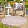 Patio Stripe Harmony Collection Area Rug -  Boardwalk (Red) Round Red  lifestyle 12