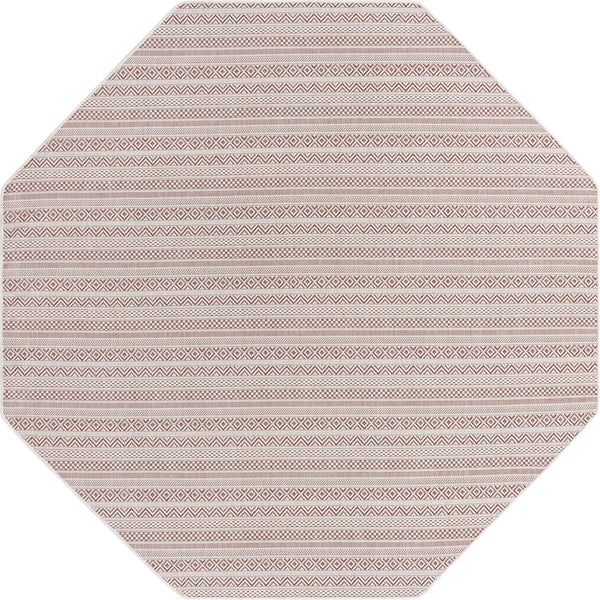 Patio Stripe Harmony Collection Area Rug -  Boardwalk (Red) Octagon Red Main