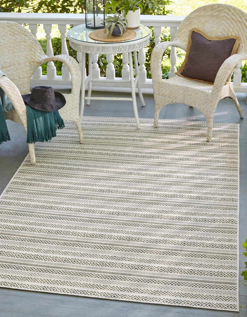 Patio Stripe Harmony Collection Area Rug -  Boardwalk (Green) Rectangle Green  lifestyle 0