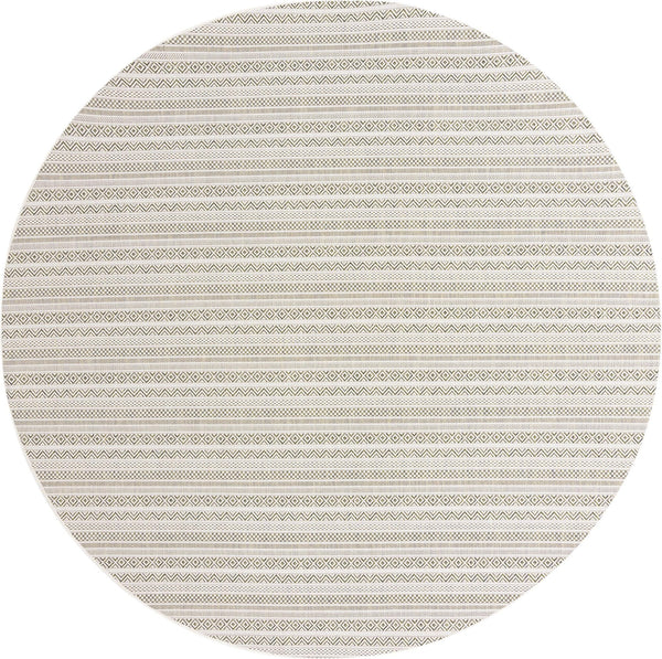 Patio Stripe Harmony Collection Area Rug -  Boardwalk (Green) Round Green Main