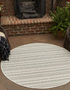Patio Stripe Harmony Collection Area Rug -  Boardwalk (Green) Round Green  lifestyle 0