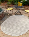 Patio Stripe Harmony Collection Area Rug -  Boardwalk (Green) Oval Green  lifestyle 0