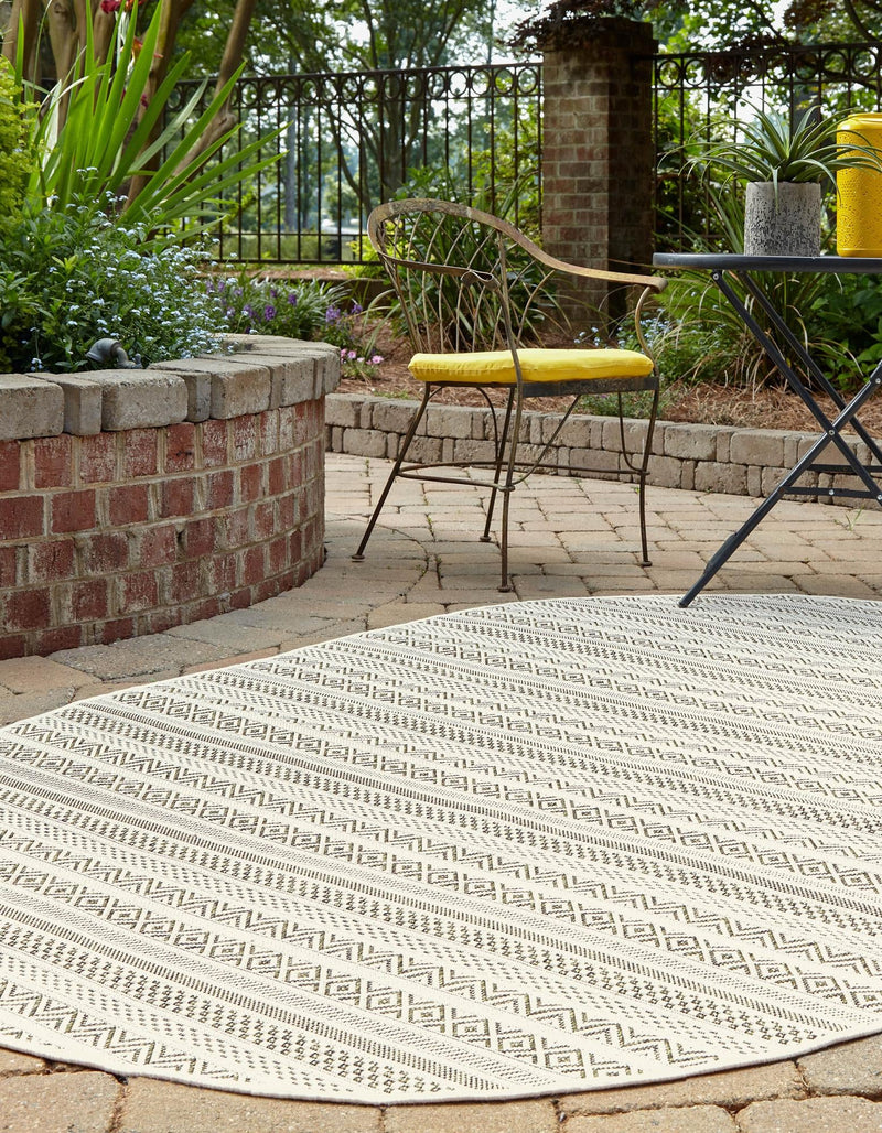 Patio Stripe Harmony Collection Area Rug -  Boardwalk (Green) Oval Green  lifestyle 2