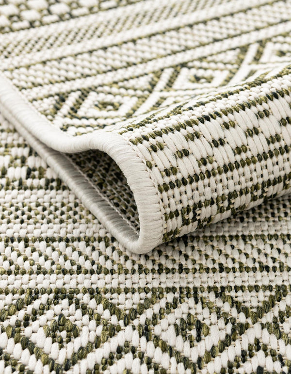 Patio Stripe Harmony Collection Area Rug -  Boardwalk (Green) Oval Green  lifestyle 5